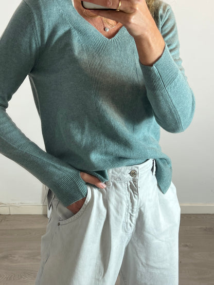 AGAIN CASHMERE. Jersey azul claro jaspeado cashmere. T S