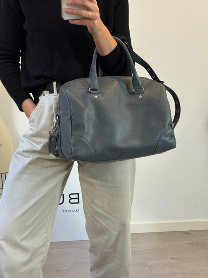 ORDINARIO MADRID. Bolso piel azul doble asa