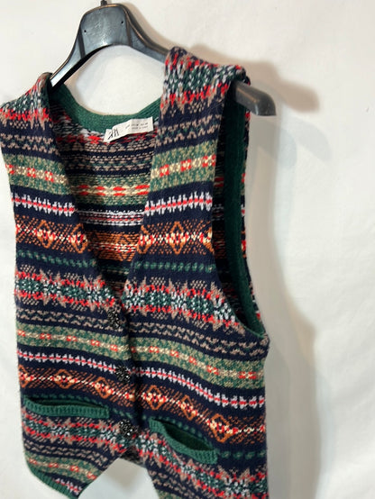 ZARA. Chaleco estampado botones T.m
