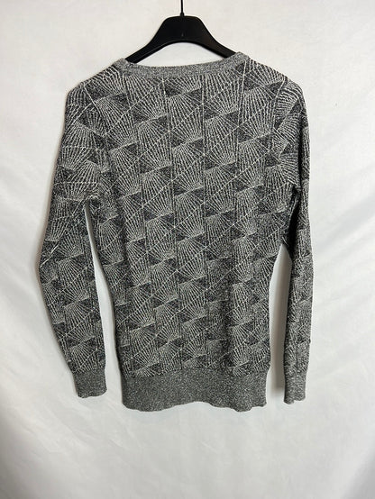 UTERQÜE . Jersey gris hilos plateados. T S