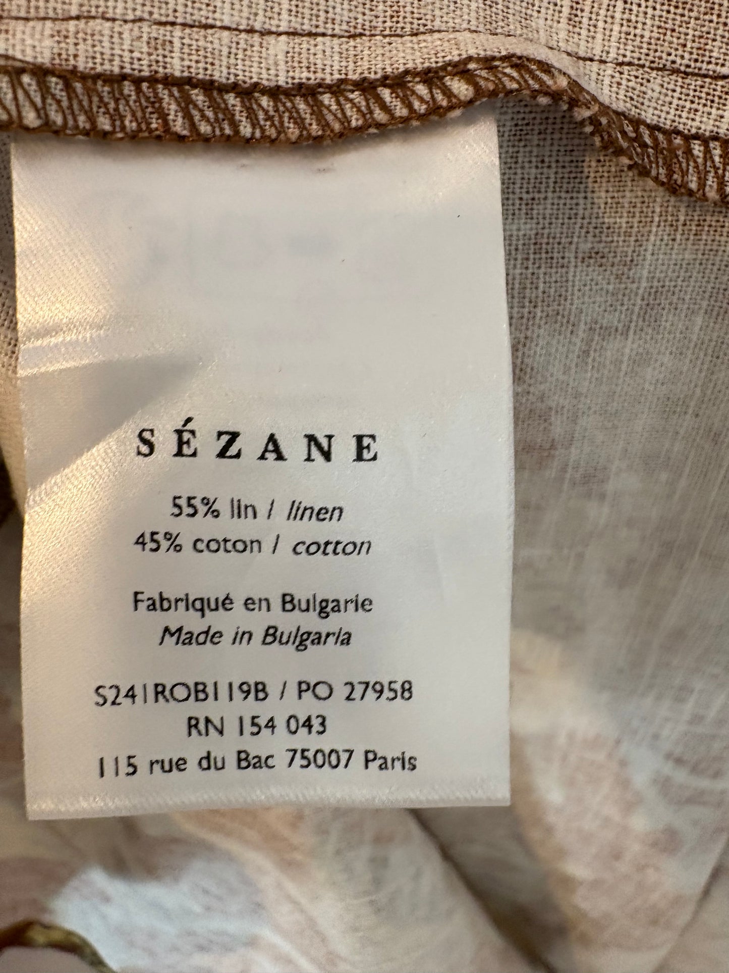 SÉZANE. Vestido midi con lino estampado. T 38