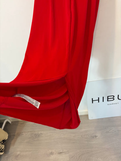 ZARA. Vestido midi rojo detalle escote