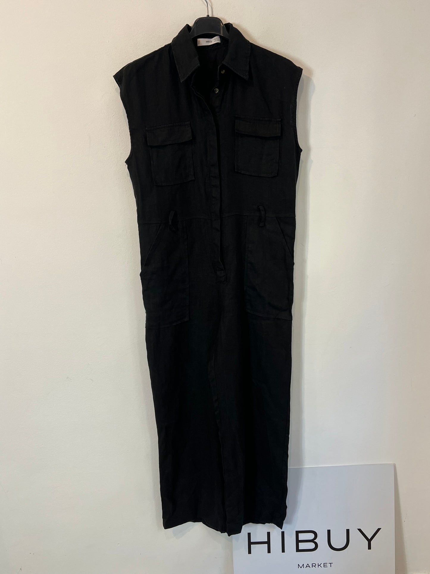 MANGO. Black linen jumpsuit S.xs