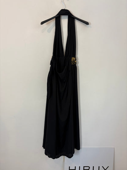 DAL BAT. Vestido midi seda abalorios