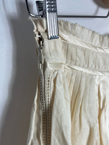 ULLA JOHNSON. Falda midi beige texturas.,T2(M)