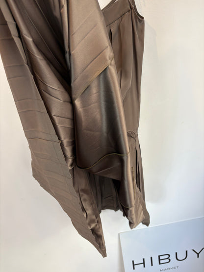 SPORTMAX. Vestido tablas caqui seda