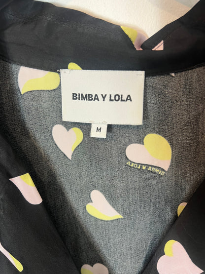 BIMBA Y LOLA. Black heart-patterned shirt dress. TM
