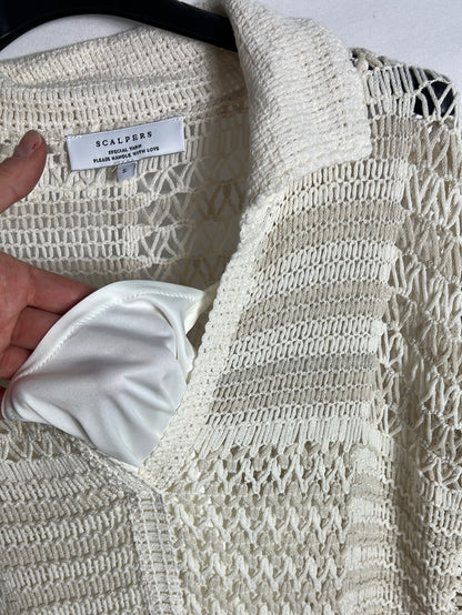 SCALPERS. Vestido beige calado largo. T S