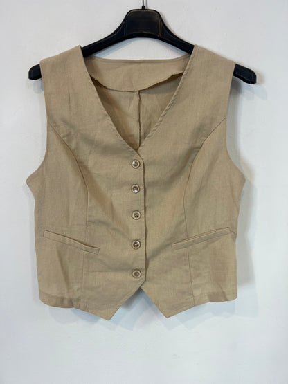 OTRAS. Chaleco beige botones. T S