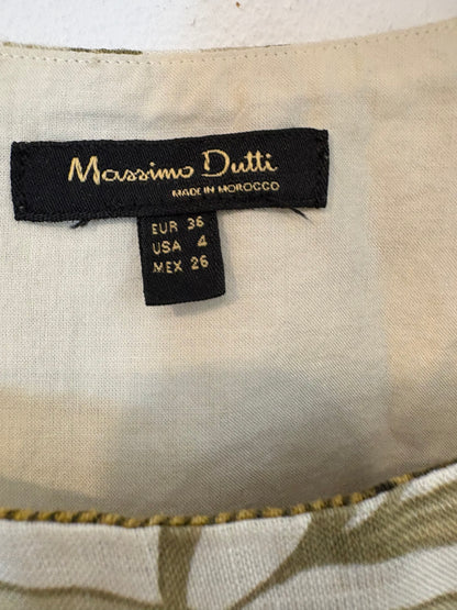 MASSIMO DUTTI. Leaf linen dress. Size 36