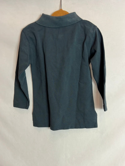 ANCAR. Classic long-sleeved petrol blue polo shirt