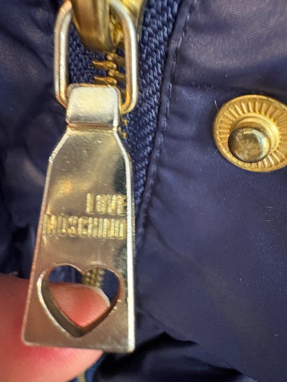 LOVE MOSCHINO. Plumas azul detalles T.36