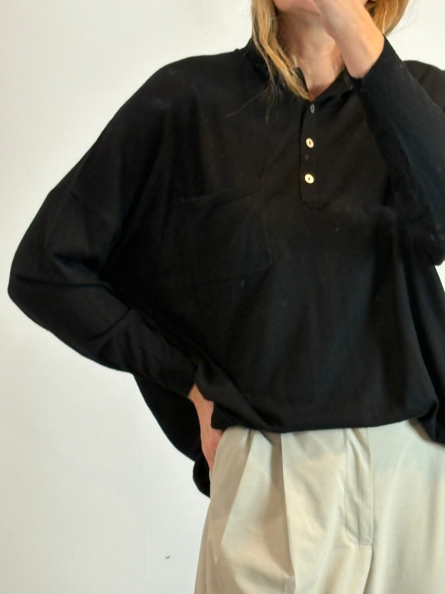 ZARA. Jersey polero negro lana