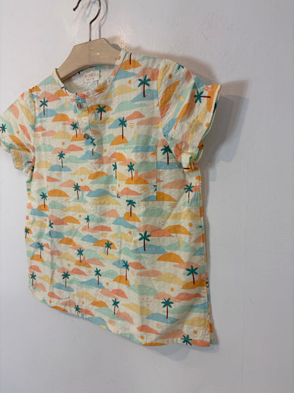 MI CANESU. Camisa fluida palmeras T.7 años