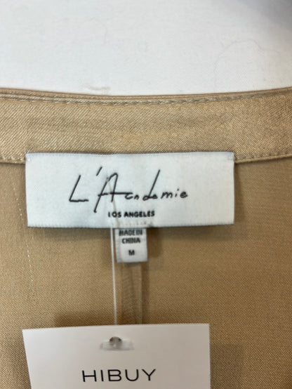 L'ACADEMI. Vestido largo beige satinando T.m