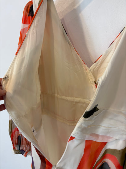 Vestido largo estampado mangas gasa