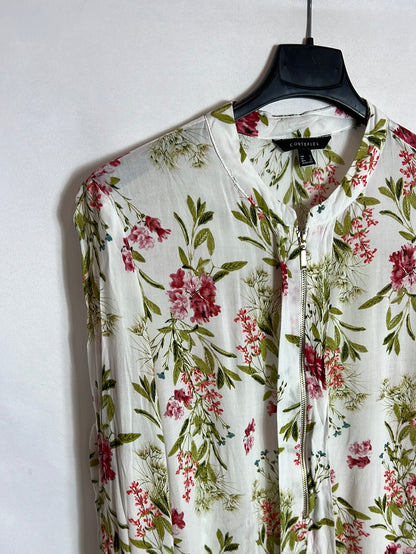 CORTEFIEL. Blusa flores cremallera. T S