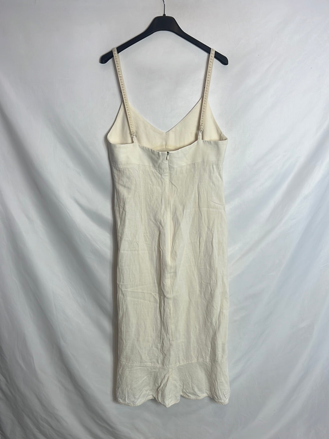 MAxMARA. Vestido lino midi color crudo. T 40