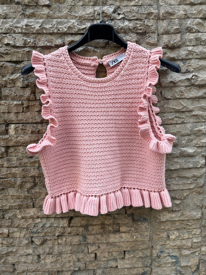 ZARA. Top punto rosa volante
