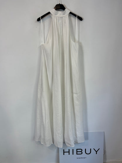 MASSIMO DUTTI. Vestido blanco fluido T.s