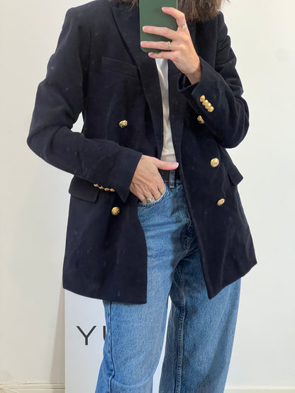ZARA. Blazer azul terciopelo T.s