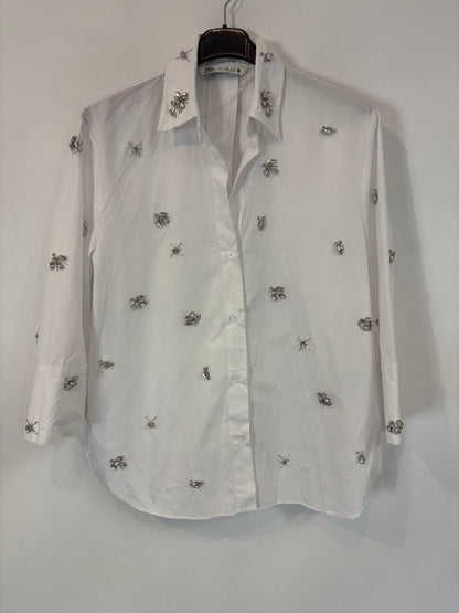 ZARA. White beaded shirt. TS