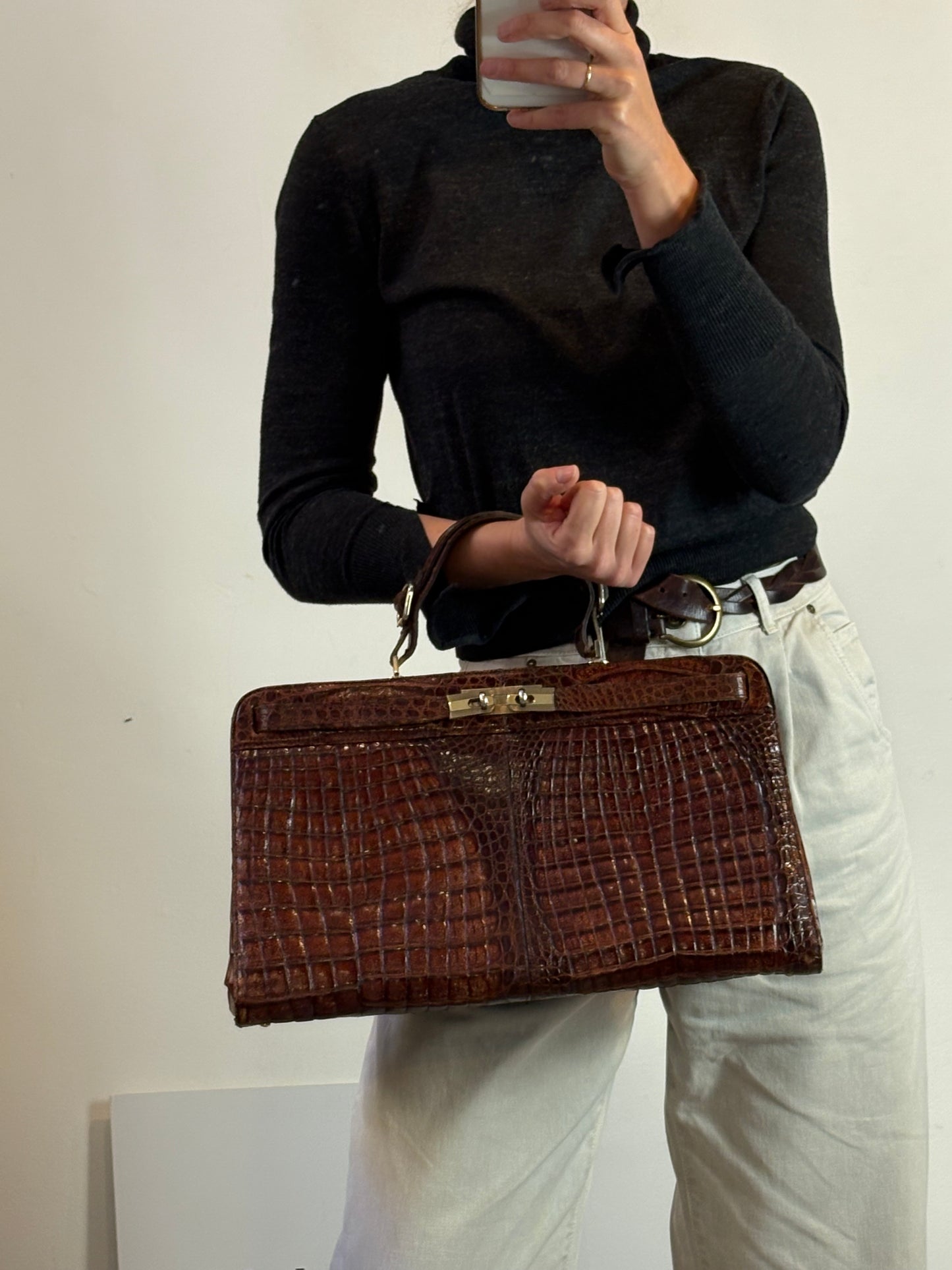 Bolso de mano / maletín vintage piel
