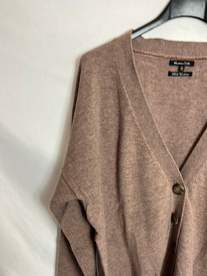 MASSIMO DUTTI. Cárdigan marrón lana y cashmere. T S