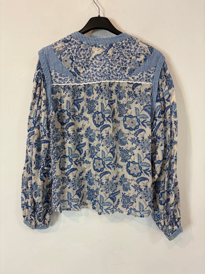 LOUISE MISHA. Blusa texturas estampado azules