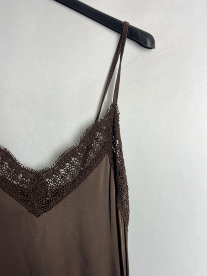 N DE NUBE. Vestido marrón lencero T.u(s)