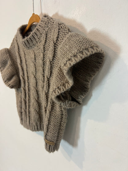 LARANJINHA. Chaleco beige ochos T.24 meses