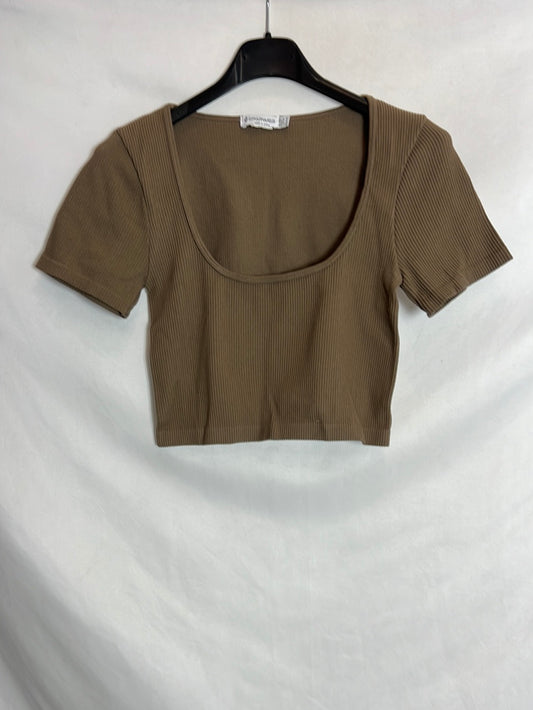 STARDIVARIUS . Crop top marrón canale elastico . T M