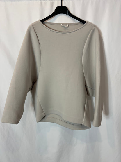 COS. Sudadera beige textura neopreno. T XS