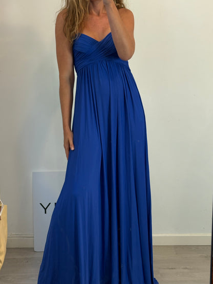 ANAMARIA COUTURE. Vestido max azul klein