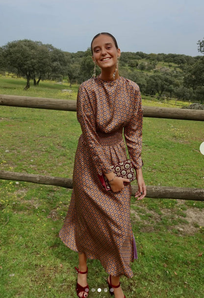 HIMBA. Vestido largo estampado abertura