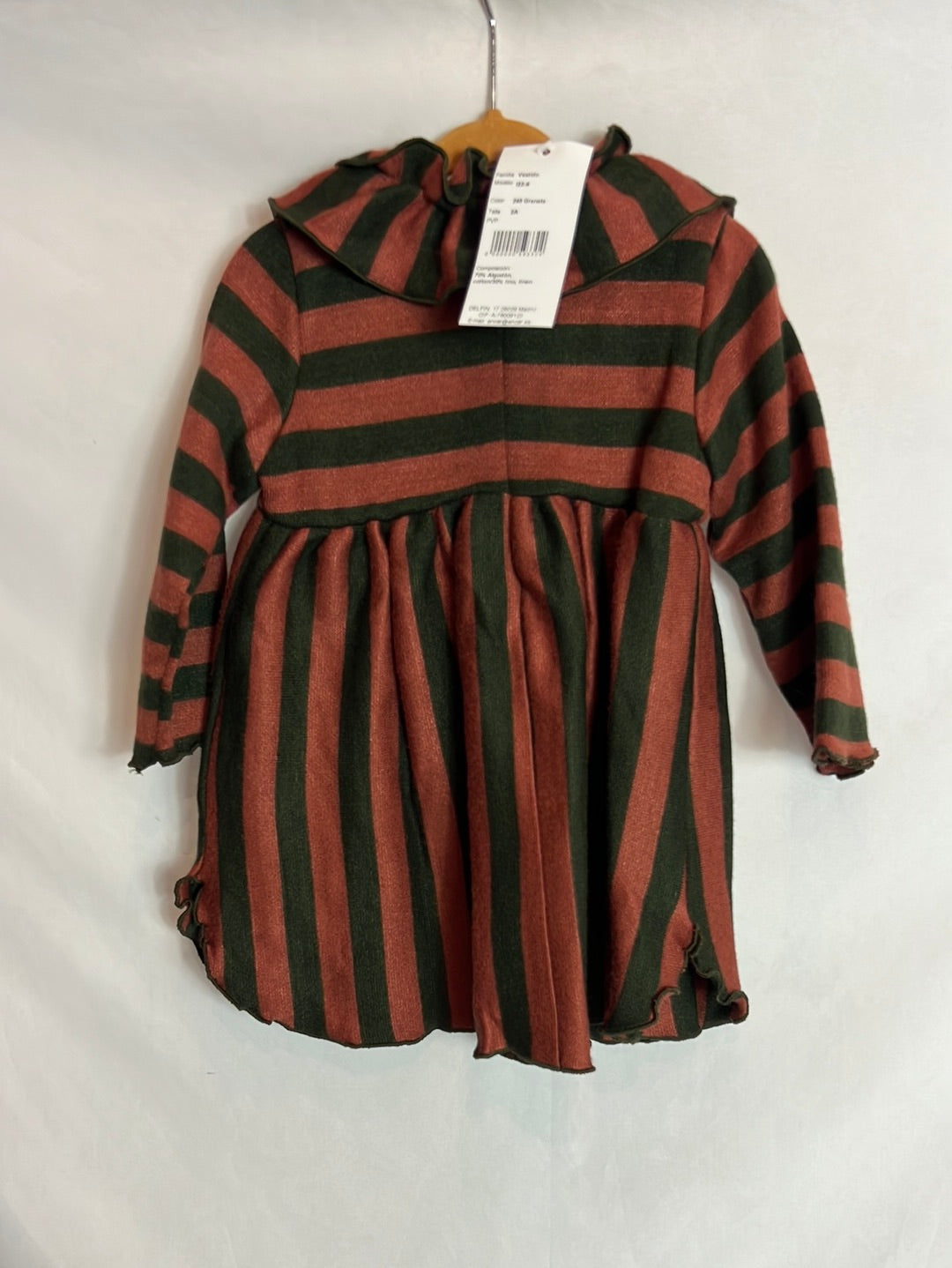 ANCAR. Vestido rayas granates y verdes