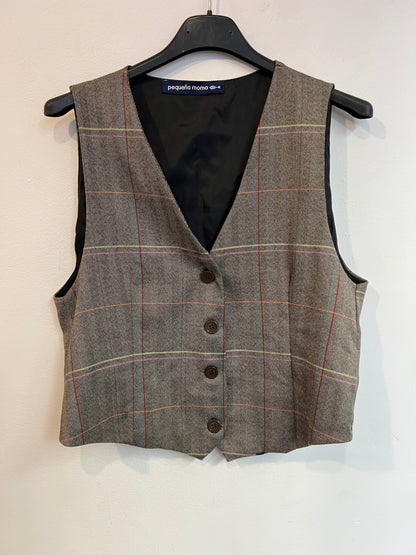PEQUEÑA MOMA. Total look pantalón y chaleco cuadros. T S/M