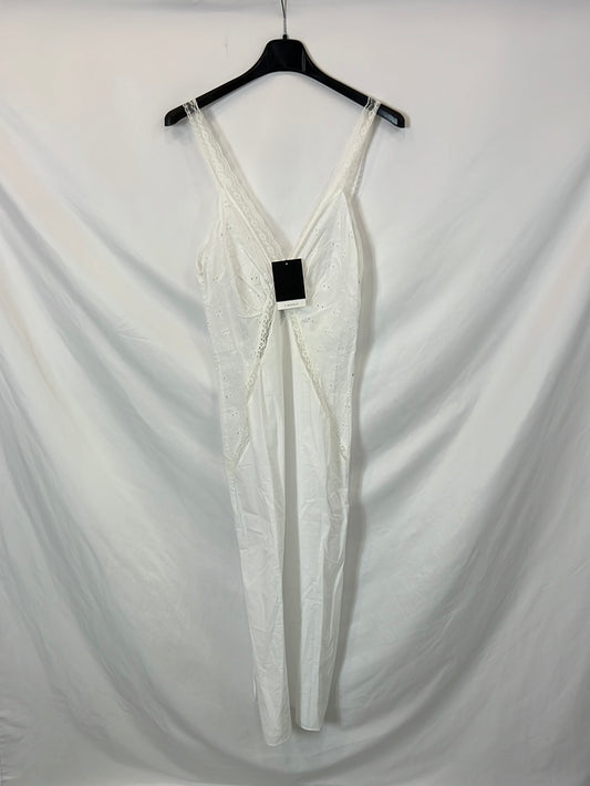 ZARA. Vestido blanco troquelado T.s