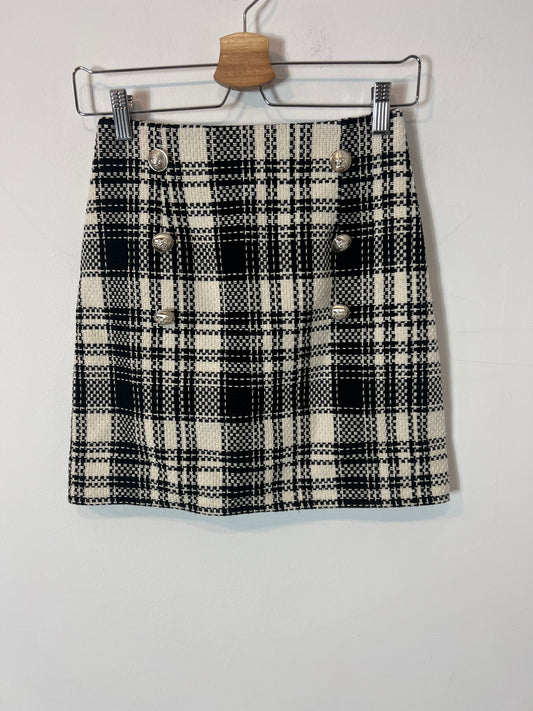 OTRAS. Falda corta tweed botones. T XS