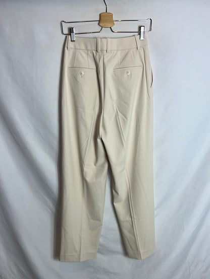 UNIQLO. Pantalón beige pinzas. T XS