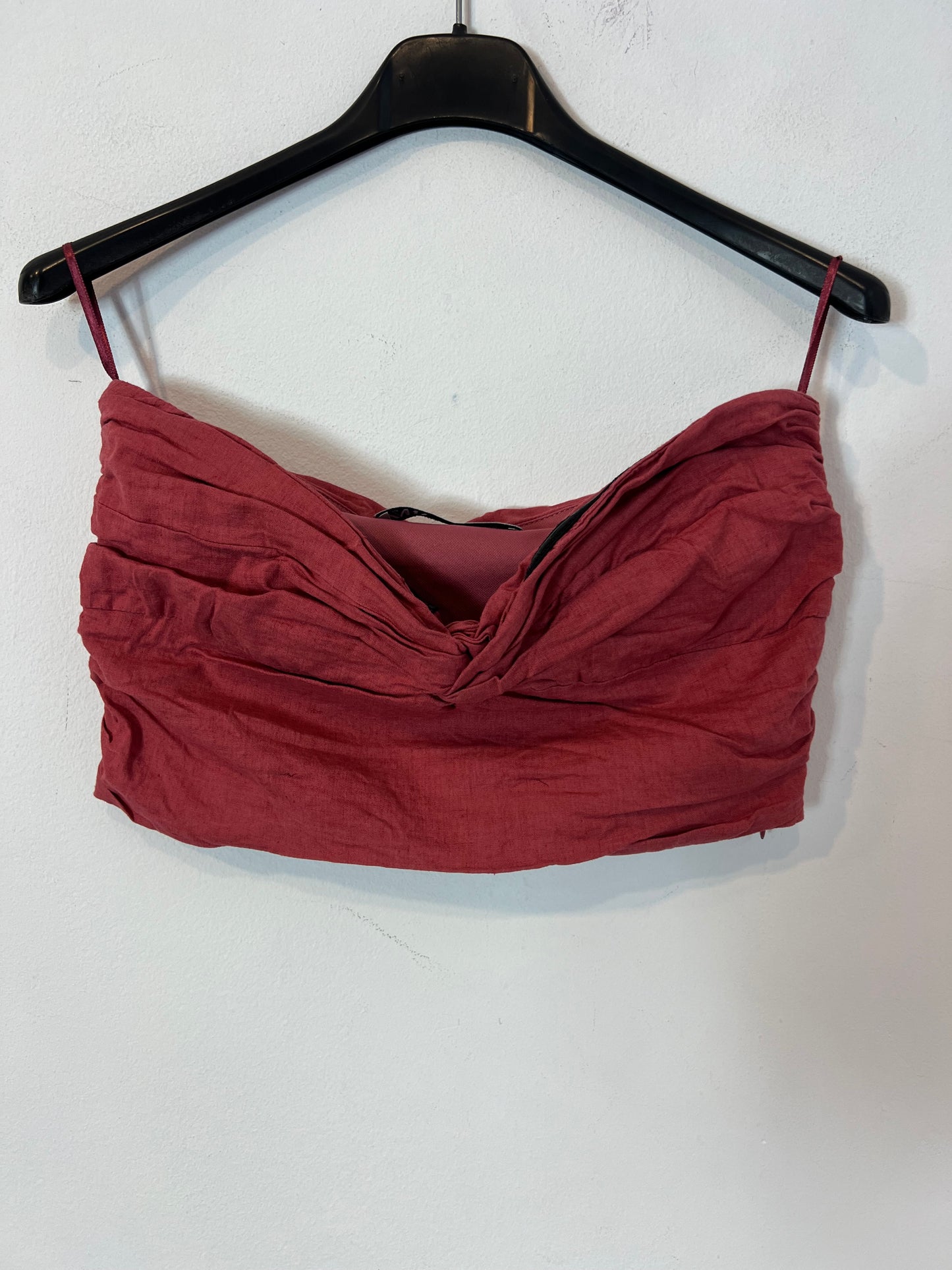 ZARA. Croptop rosa fruncido lino  T.s
