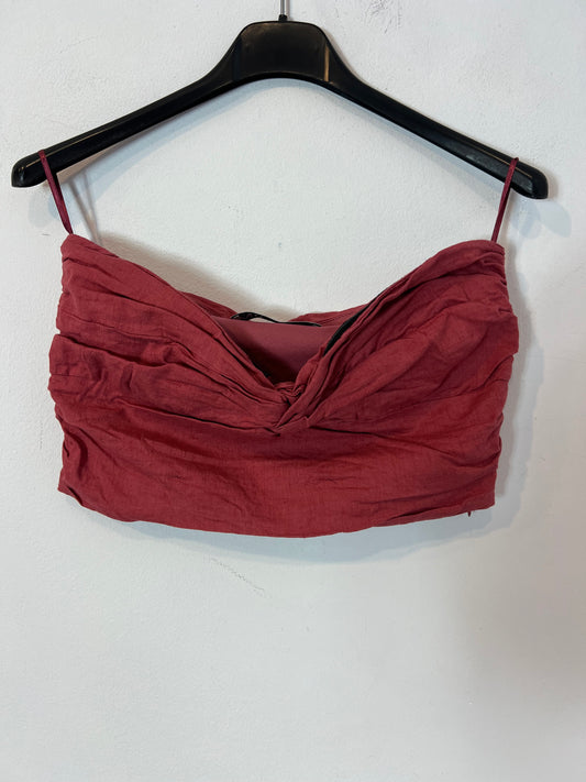 ZARA. Croptop rosa fruncido lino  T.s