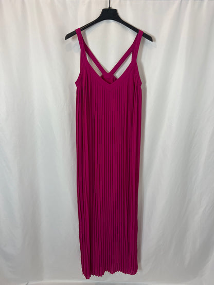 MASSIMO DUTTI. Vestido buganvilla midi plisado. T 36