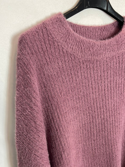 PULL&BEAR. Jersey morado textura. T S