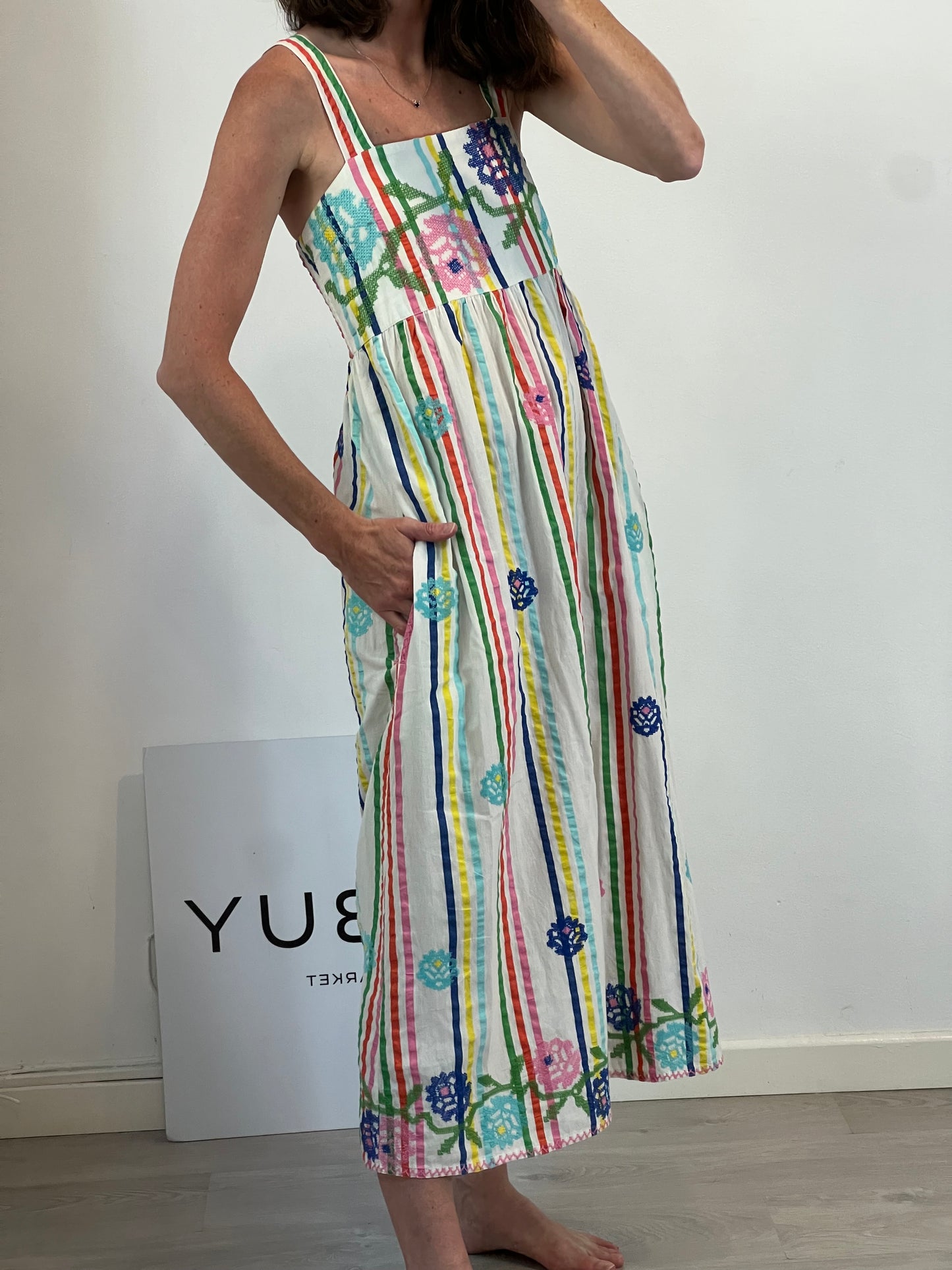 NIMO WHIT LOVE. Vestido rayas bordado T.u(S)