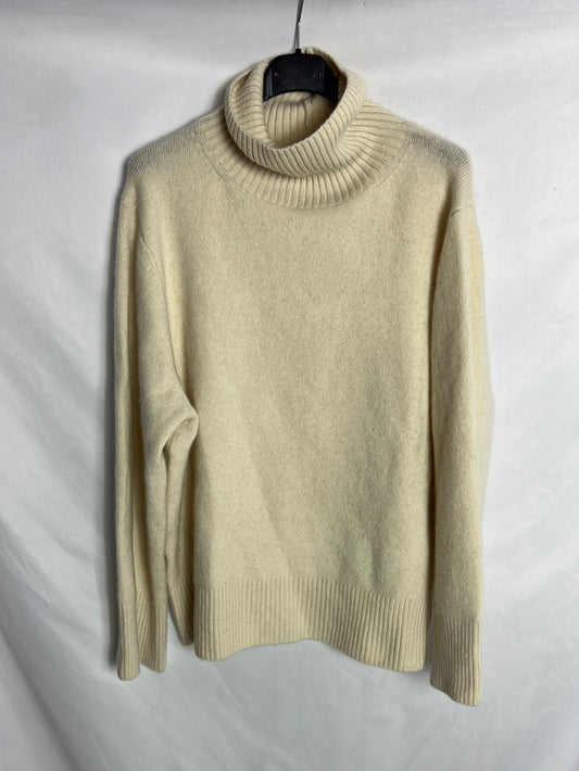 ZARA. Jersey beige cuello vuelto T S