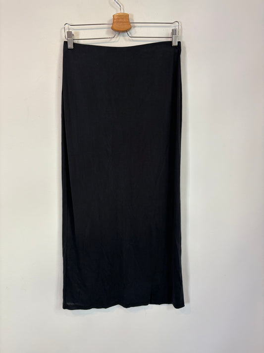 MANGO. Falda larga fluida azul oscuro. T S