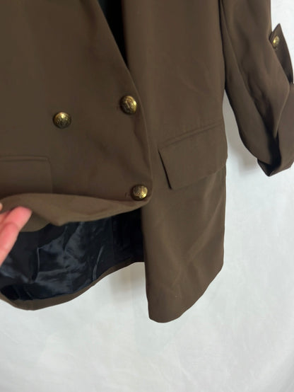 ZARA. Green double-breasted blazer with buttons. Size XS