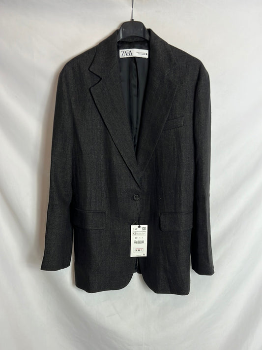 ZARA. Blazer textura gris jaspeada. T XS