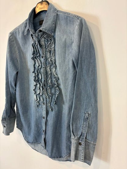 ZARA. Camisa denim detalle volantes